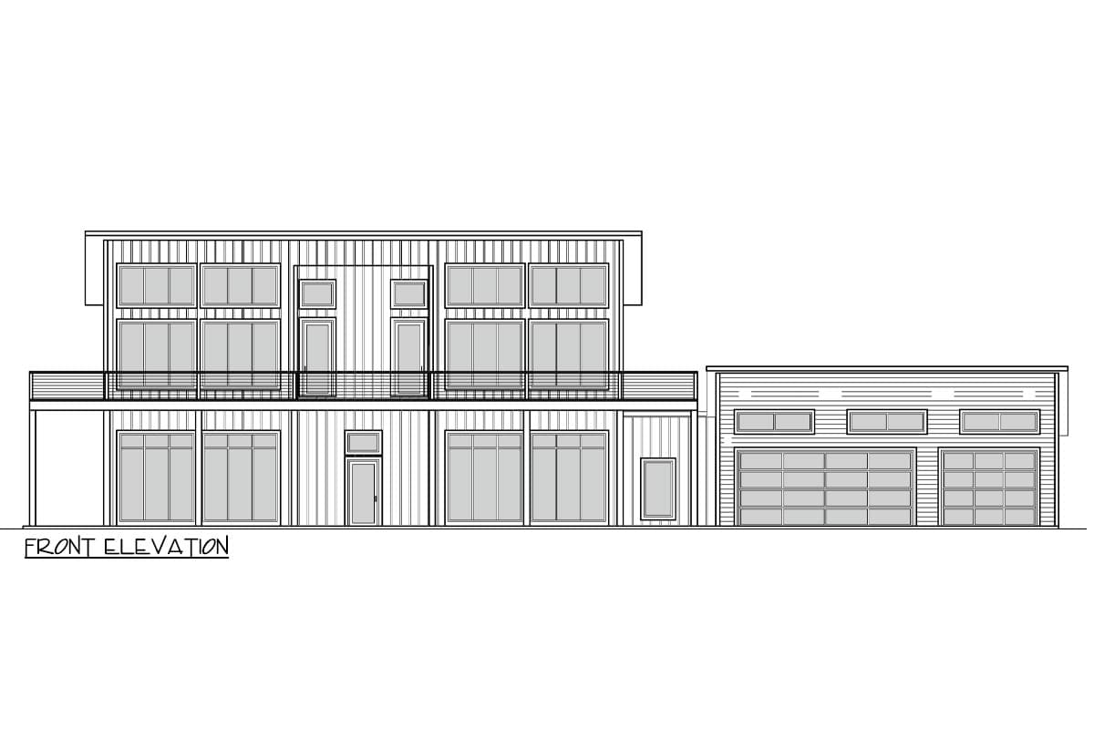 Plan 77657FB: Contemporary House Plan with 3-Car Garage and Wrap Around Porch - 4164 Sq Ft - Image #5 - Contemporary, Mid Century Modern, Modern