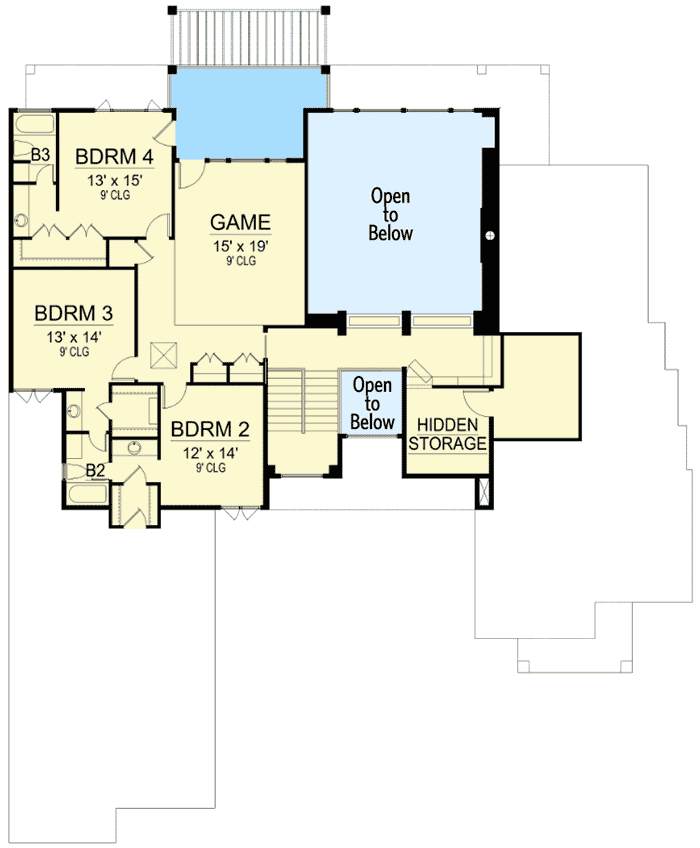 Plan 36505TX: Two-Story Prairie House Plan - Floor Plan - 2nd Floor - European, Prairie