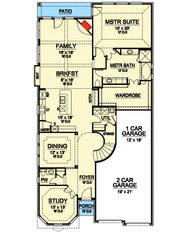 Plan 36508TX: Showcase Foyer and Alternate Exteriors - Floor Plan - Main Level - European, Tudor