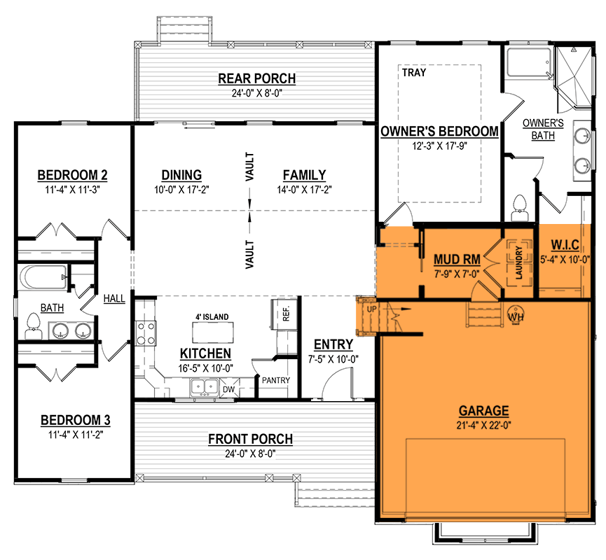 Plan 83665CRW: 3-Bed Shingle House Plan with Vaulted Living Space - 1664 Sq Ft - Floor Plan - Optional Garage Layout - Cape Cod, Country, Shingle