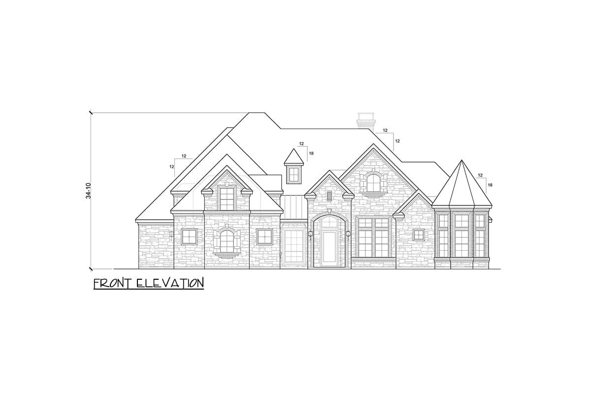 Plan 36706TX: Hill Country House Plan with Multi-Purpose Flex Room Above Garage - 4405 Sq Ft - Image #7 - European, Hill Country, Transitional