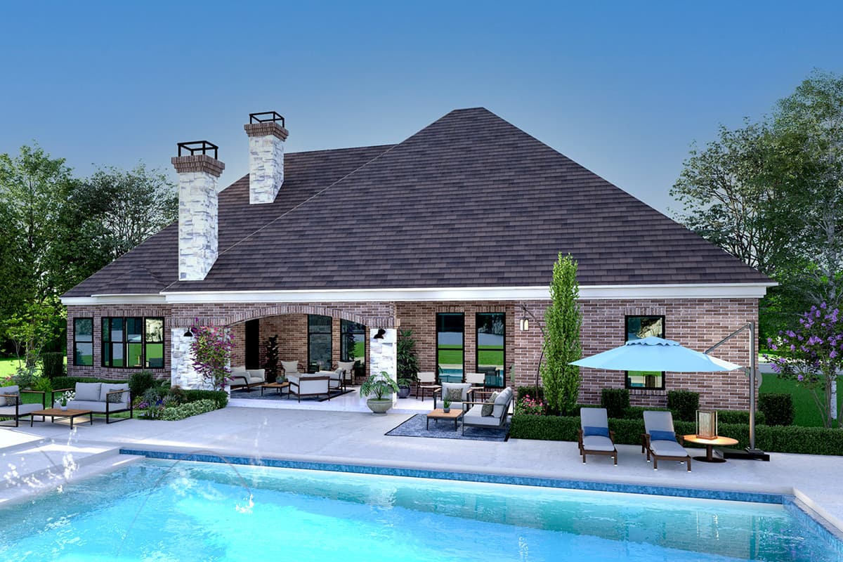 Plan 36706TX: Hill Country House Plan with Multi-Purpose Flex Room Above Garage - 4405 Sq Ft - Image #6 - European, Hill Country, Transitional