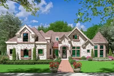 Hill Country House Plan with Multi-Purpose Flex Room Above Garage - 4405 Sq Ft