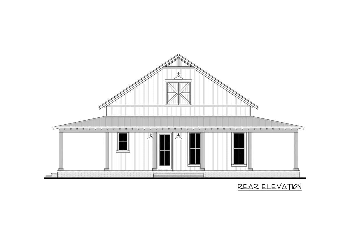 Plan 51968HZ: 2-Bed Modern Farmhouse Barndominium House Plan with Wrap Around Porch - 1408 Sq Ft - Image #7 - Barndominium, Country, Farmhouse, Modern Farmhouse