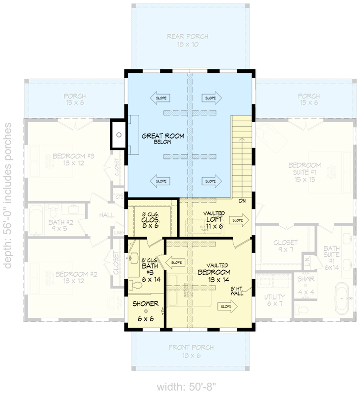 Plan 680389VR: 4-Bedroom Barndominium House Plan with Vaulted and Beamed Interior - 2175 Sq Ft - Floor Plan - 2nd Floor - Barndominium, Country, Farmhouse