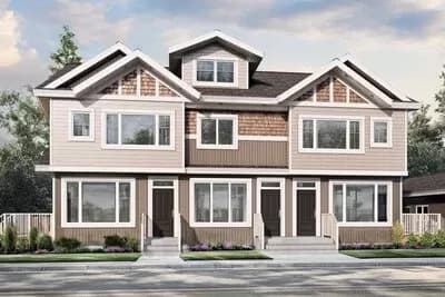 Triplex House Plan with 3 Bed 2.5 Bath Units in 2 Different Sizes - 1256 Sq Ft and 1285 Sq Ft