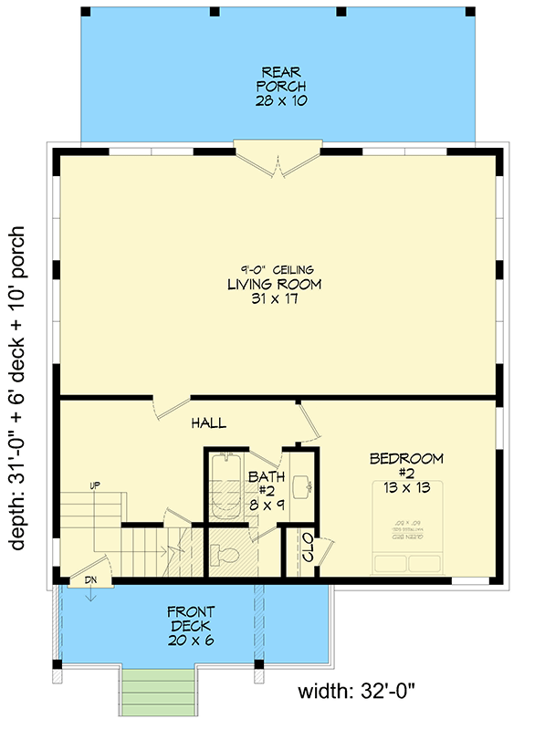 Plan 680390VR: 3-Story Modern House Plan with Ladder-Accessible Loft - 2194 Sq Ft - Floor Plan - Main Level