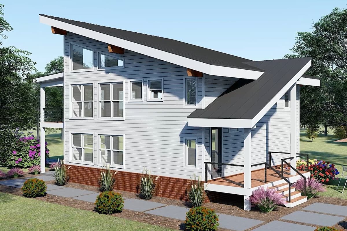 Plan 680390VR: 3-Story Modern House Plan with Ladder-Accessible Loft - 2194 Sq Ft - Image #4