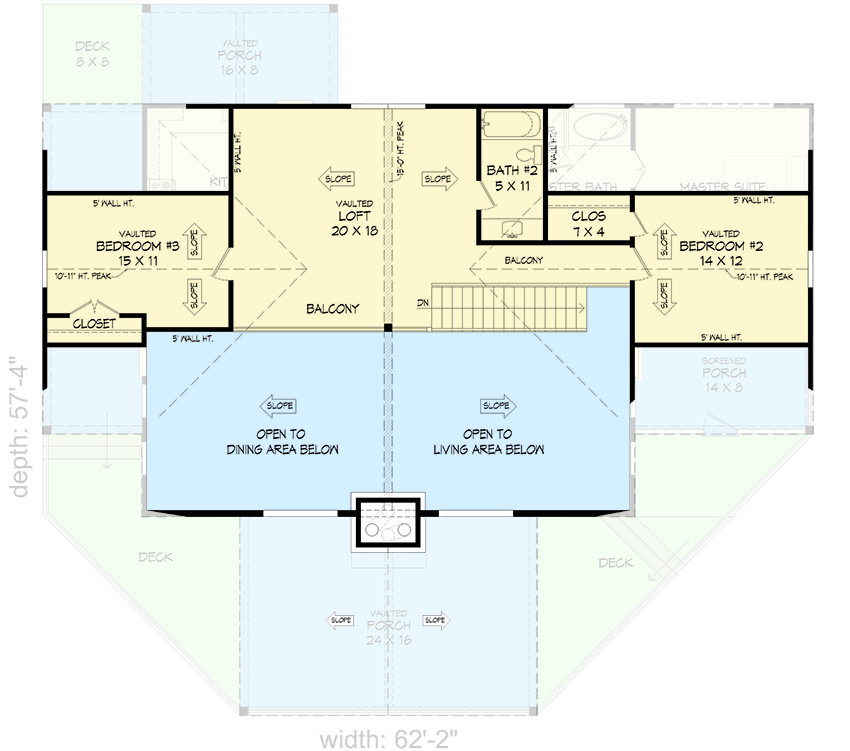 Plan 680392VR: Lake House Plan with Drive-Under Garage and Lower Level Expansion - 2449 Sq Ft - Floor Plan - 2nd Floor - Country, Mountain, Traditional