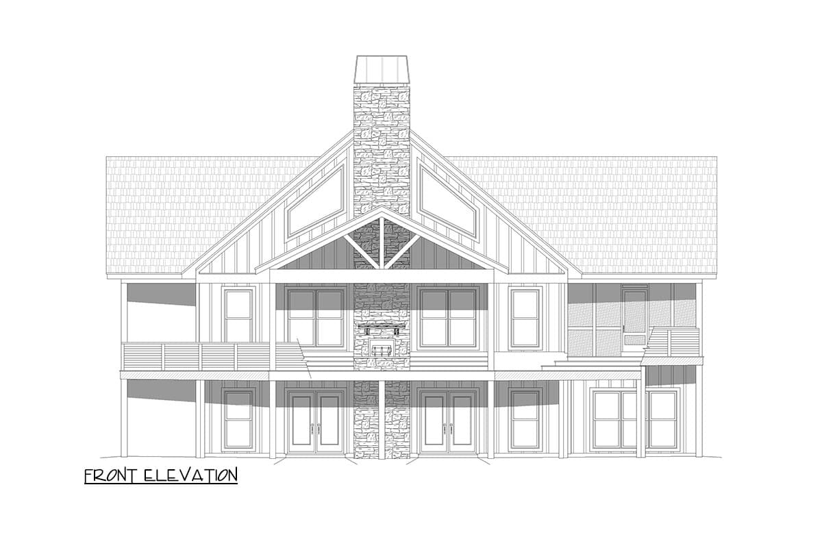 Plan 680392VR: Lake House Plan with Drive-Under Garage and Lower Level Expansion - 2449 Sq Ft - Image #8 - Country, Mountain, Traditional