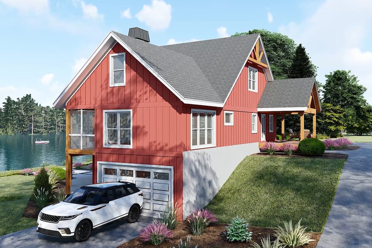 Plan 680392VR: Lake House Plan with Drive-Under Garage and Lower Level Expansion - 2449 Sq Ft - Image #5 - Country, Mountain, Traditional