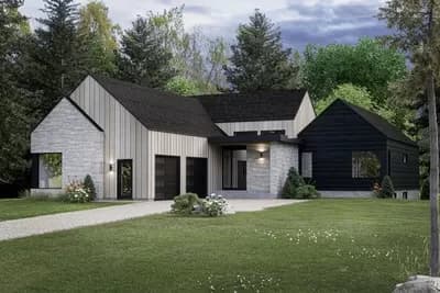 Scandinavian House Plan with High Ceilings in Open Living Area - 1660 Sq Ft