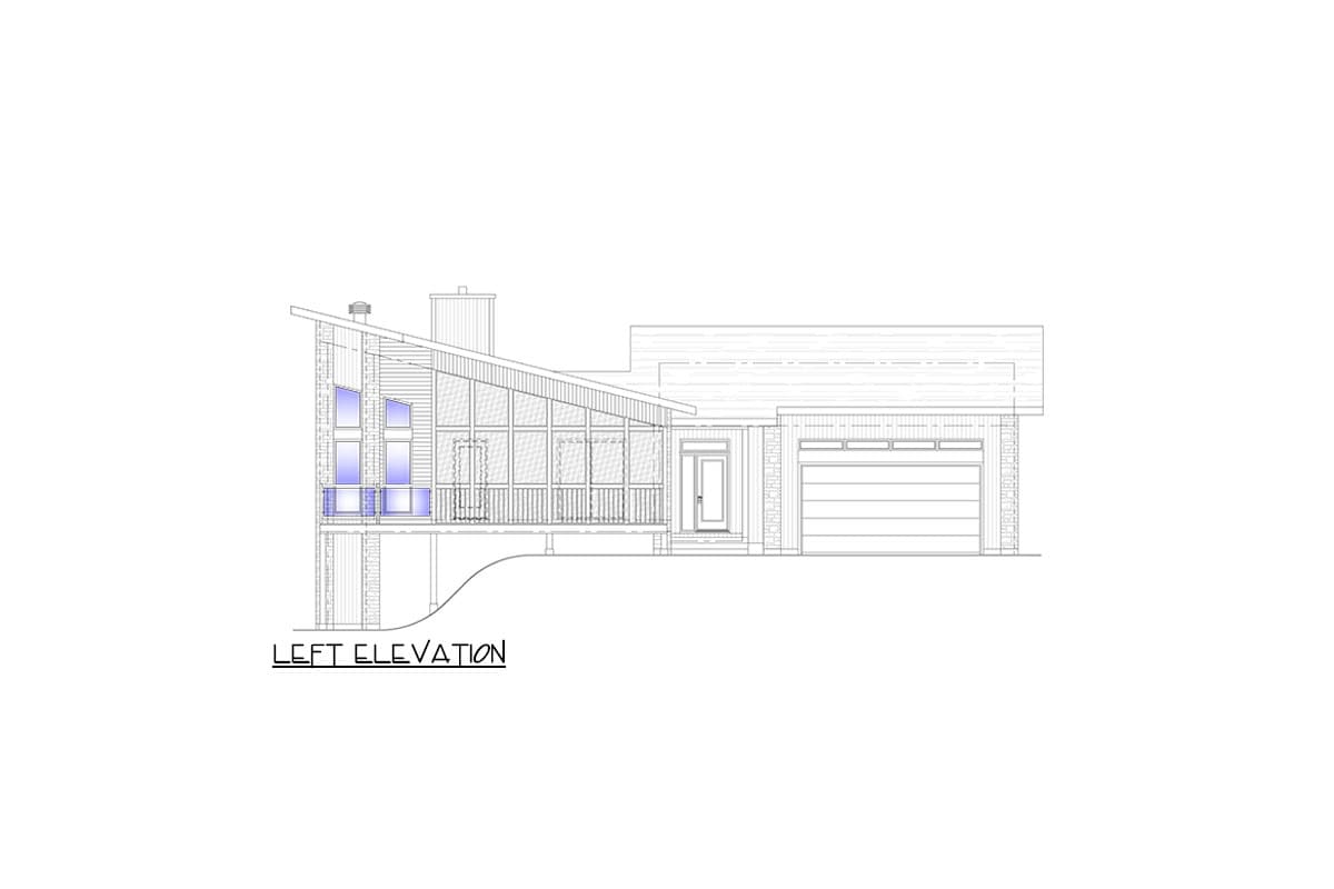 Plan 90358PD: Modern Lake House Plan with Optional Screened Porch - 1330 Sq Ft - Image #4 - Contemporary, Mid Century Modern, Modern, Mountain, Ranch