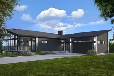 Modern Lake House Plan with Optional Screened Porch - 1330 Sq Ft