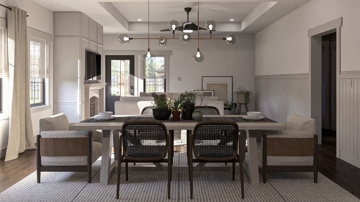 Plan 623409DJ: 3-Bed Modern Cottage House plan with Rear 2-Car Garage - 1729 Sq Ft - Image #7 - Cottage, Modern