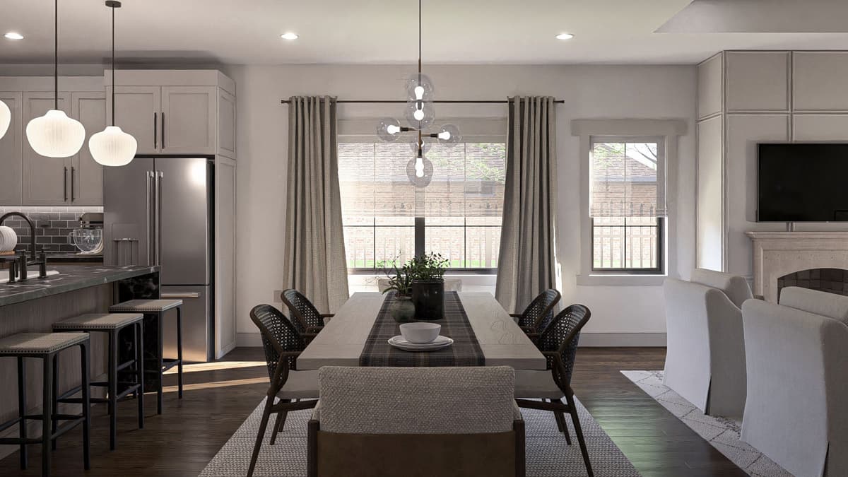 Plan 623409DJ: 3-Bed Modern Cottage House plan with Rear 2-Car Garage - 1729 Sq Ft - Image #8 - Cottage, Modern