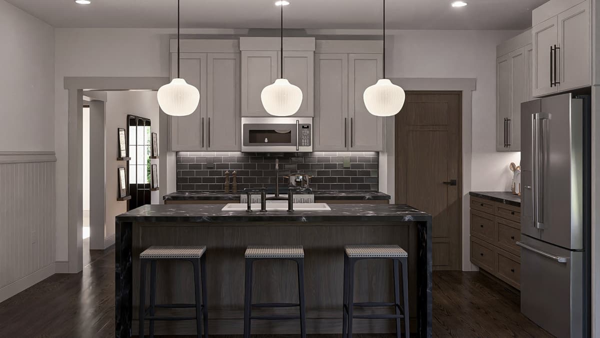 Plan 623409DJ: 3-Bed Modern Cottage House plan with Rear 2-Car Garage - 1729 Sq Ft - Image #10 - Cottage, Modern