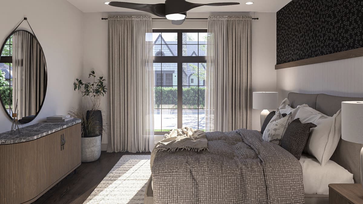 Plan 623409DJ: 3-Bed Modern Cottage House plan with Rear 2-Car Garage - 1729 Sq Ft - Image #13 - Cottage, Modern