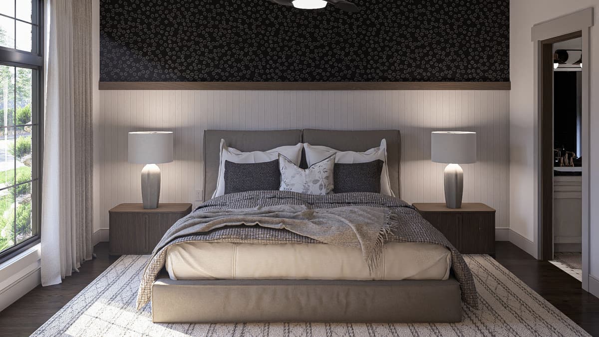 Plan 623409DJ: 3-Bed Modern Cottage House plan with Rear 2-Car Garage - 1729 Sq Ft - Image #14 - Cottage, Modern