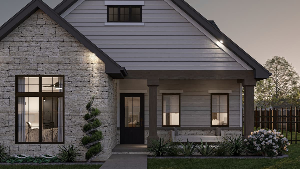 Plan 623409DJ: 3-Bed Modern Cottage House plan with Rear 2-Car Garage - 1729 Sq Ft - Image #16 - Cottage, Modern