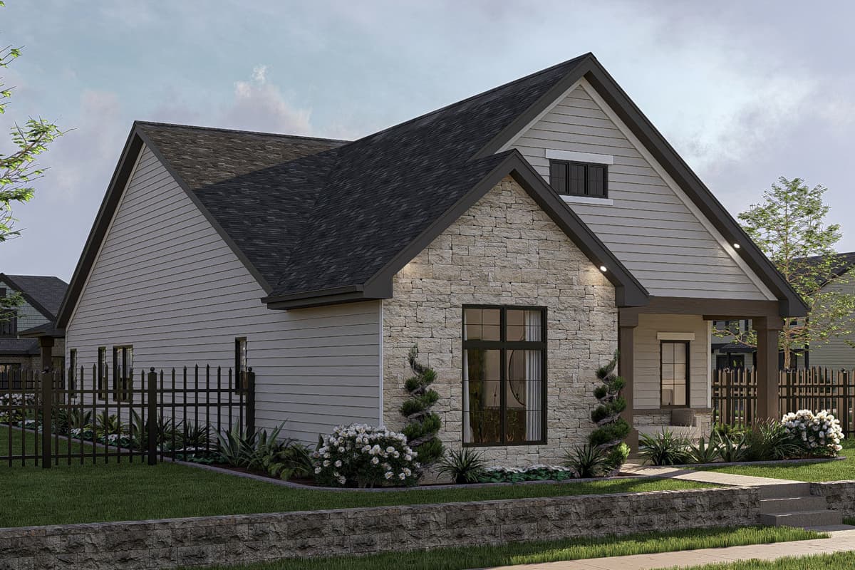 Plan 623409DJ: 3-Bed Modern Cottage House plan with Rear 2-Car Garage - 1729 Sq Ft - Image #17 - Cottage, Modern