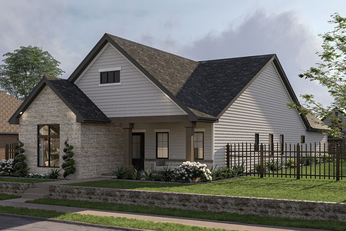 Plan 623409DJ: 3-Bed Modern Cottage House plan with Rear 2-Car Garage - 1729 Sq Ft - Image #21 - Cottage, Modern