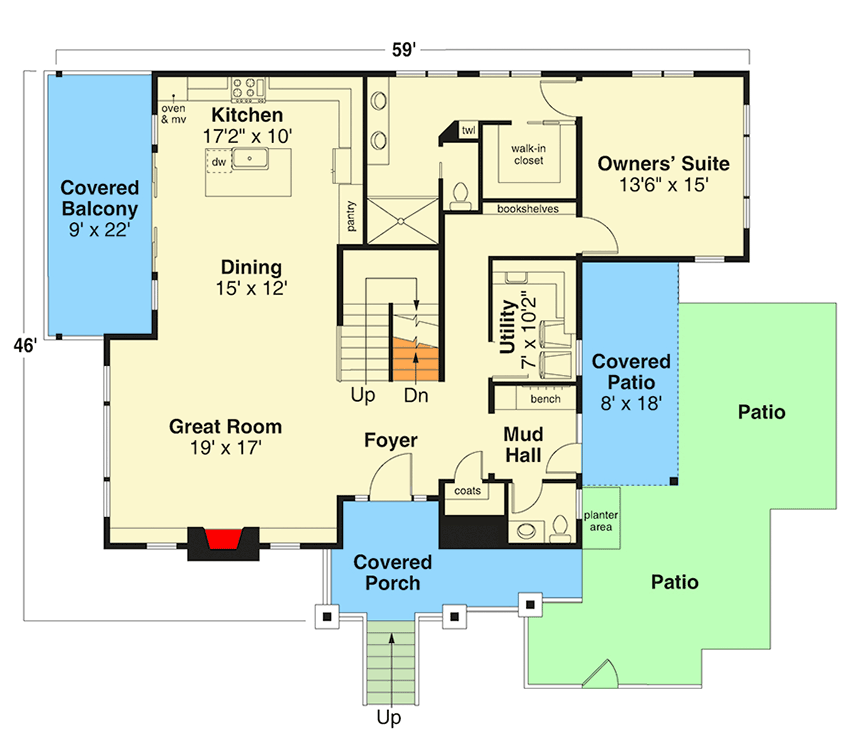 Plan 72431DA: 4-Bed Contemporary House Plan with Two Master Suites and a Drive Under Garage - 2945 Sq Ft - Floor Plan - Main Level - Contemporary, Modern, Northwest