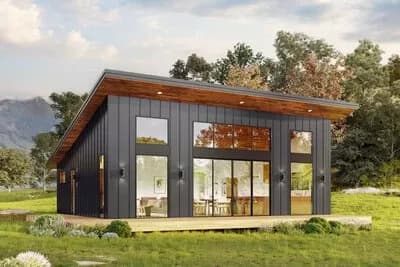 2-Bed Contemporary House Plan with Wrap Around Deck - 1008 Sq Ft
