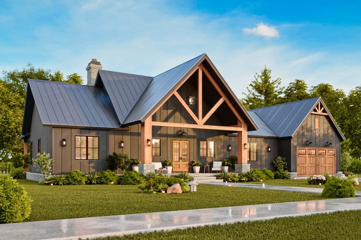 Plan 12334JL: Three Bed Mountain House Plan with Outdoor Kitchen and Fireplace - 1928 Sq Ft - Image #7 - Country, Craftsman, Mountain, Rustic