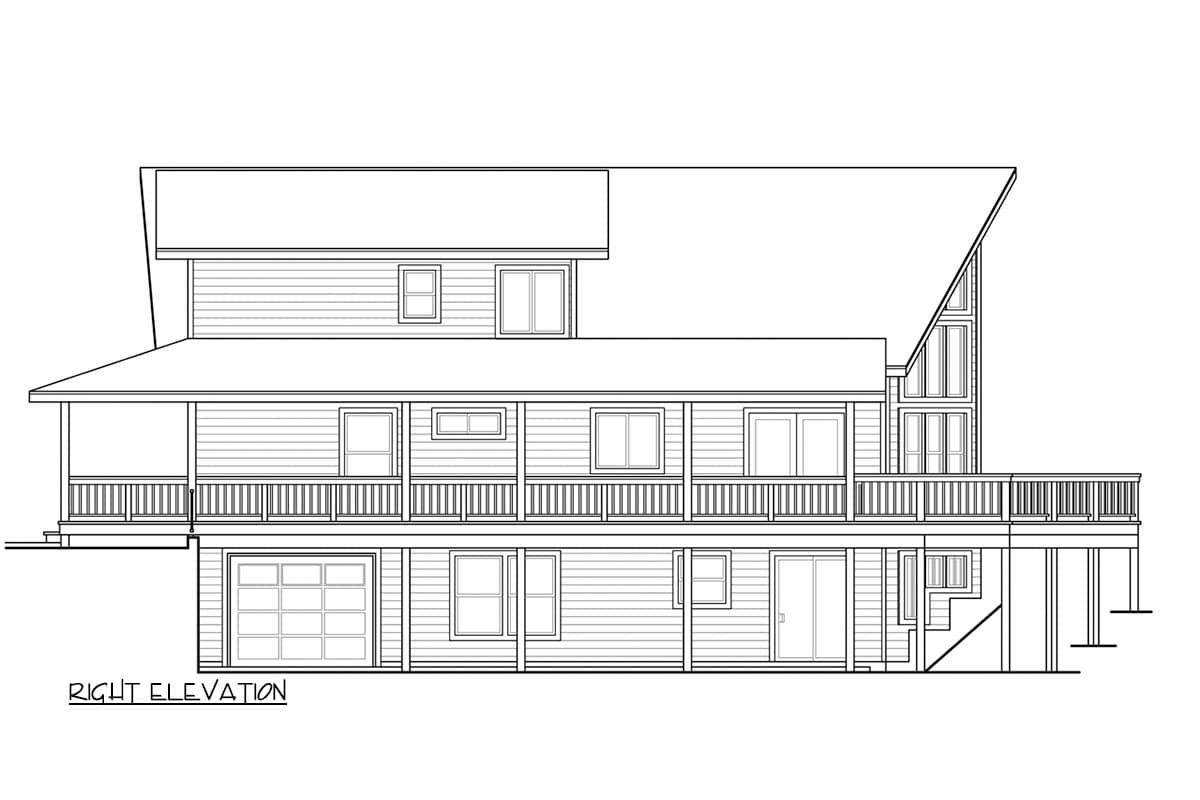 Plan 72432DA: 3-Bedroom Hillside Lake House Plan with Full Wraparound Porch - 2039 Sq Ft - Image #4 - Cabin, Country