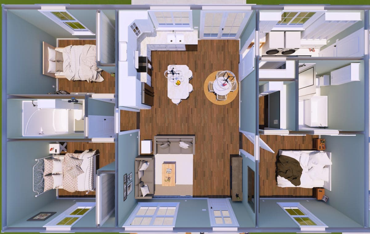 Plan 25041DH: 3-Bed Barndominium House Plan with Oversized Garage - 1311 Sq Ft - Image #14 - Barndominium, Country