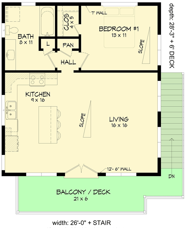 Plan 680393VR: One Bedroom Modern Mountain Home Plan with Drive-Under Garage - 735 Sq Ft - Floor Plan - 2nd Floor - Barndominium, Country, Mountain, New American