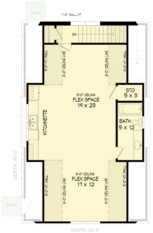 Plan 680394VR: 1014 Sq Ft Garage Workshop with 803 Sq Ft of Flex Space Above - Floor Plan - 2nd Floor - Carriage, Traditional