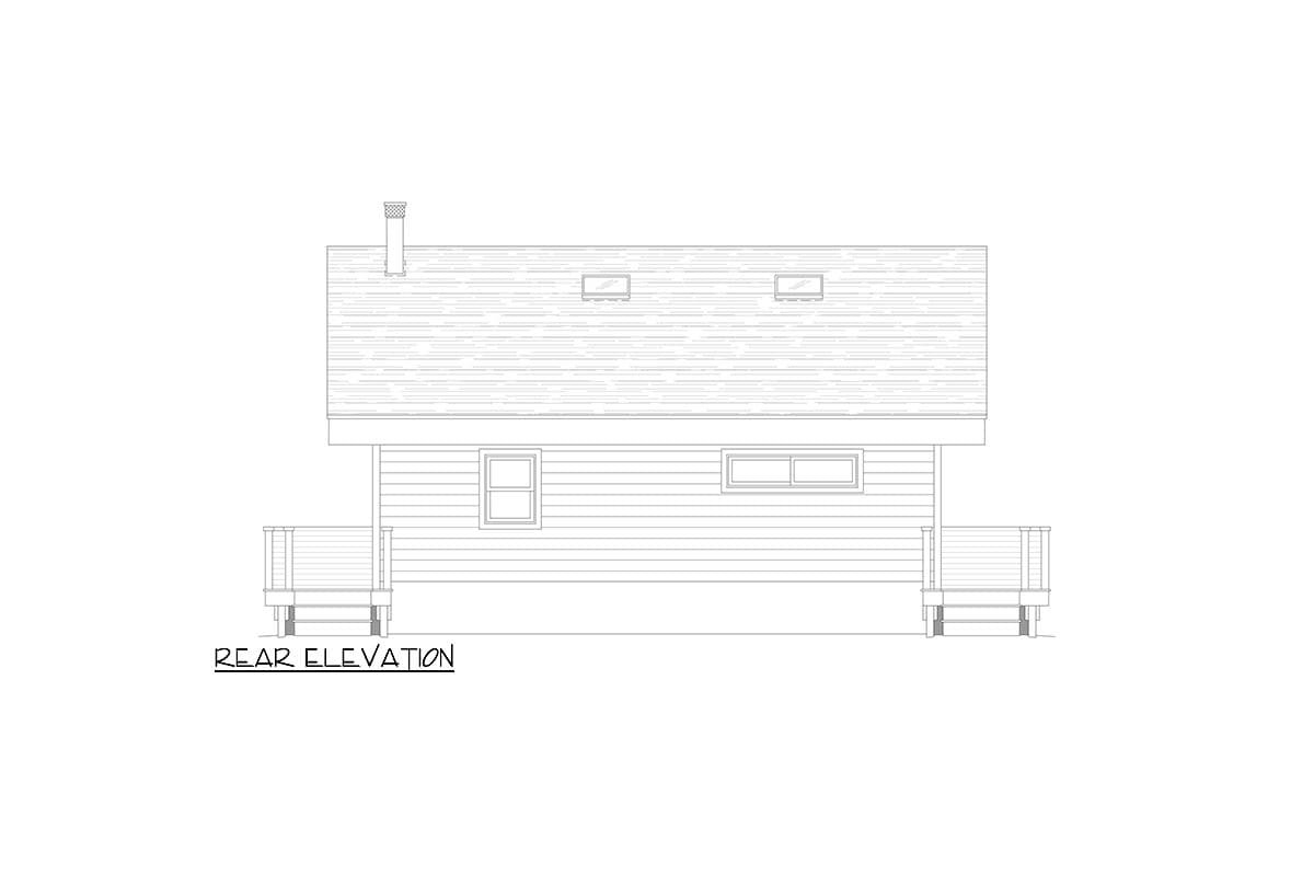 Plan 680395VR: Modern Mountain House Plan with Wraparound Deck and Lower Level Expansion - 832 Sq Ft - Image #4 - Modern, Mountain