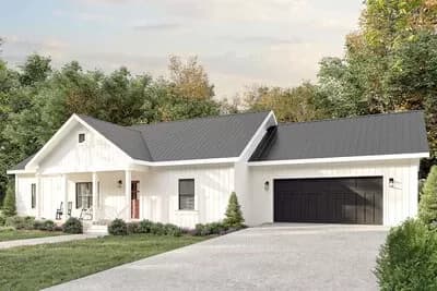 3-Bed Southern Ranch House Plan with 2-Car Attached Garage - 1425 Sq Ft
