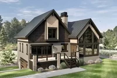 3-Bed Mountain Cabin House Plan with Two-Story Great Room - 1815 Sq Ft
