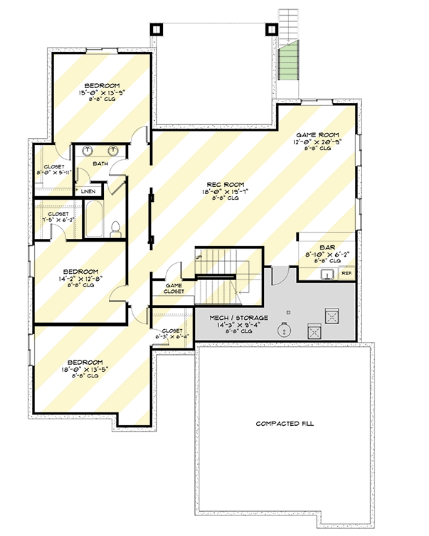 Plan 520015RKY: 3-Bed New American House Plan with Optional Lower Level - 2298 Sq Ft  - Floor Plan - Optional Lower Level - New American, Ranch