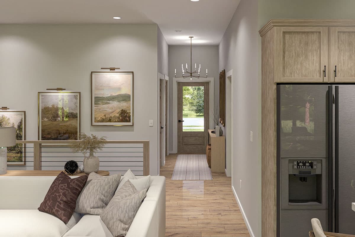 Plan 623413DJ: Compact 3 Bedroom House Plan 6-Foot-Deep Entry Porch - Image #8 - Country, Craftsman, Farmhouse, New American, Ranch