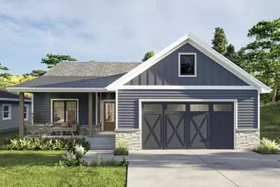 Compact 3 Bedroom House Plan 6-Foot-Deep Entry Porch