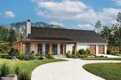 4-Bed Modern Farmhouse Barndominium Plan with Wraparound Porch - 2400 Sq Ft