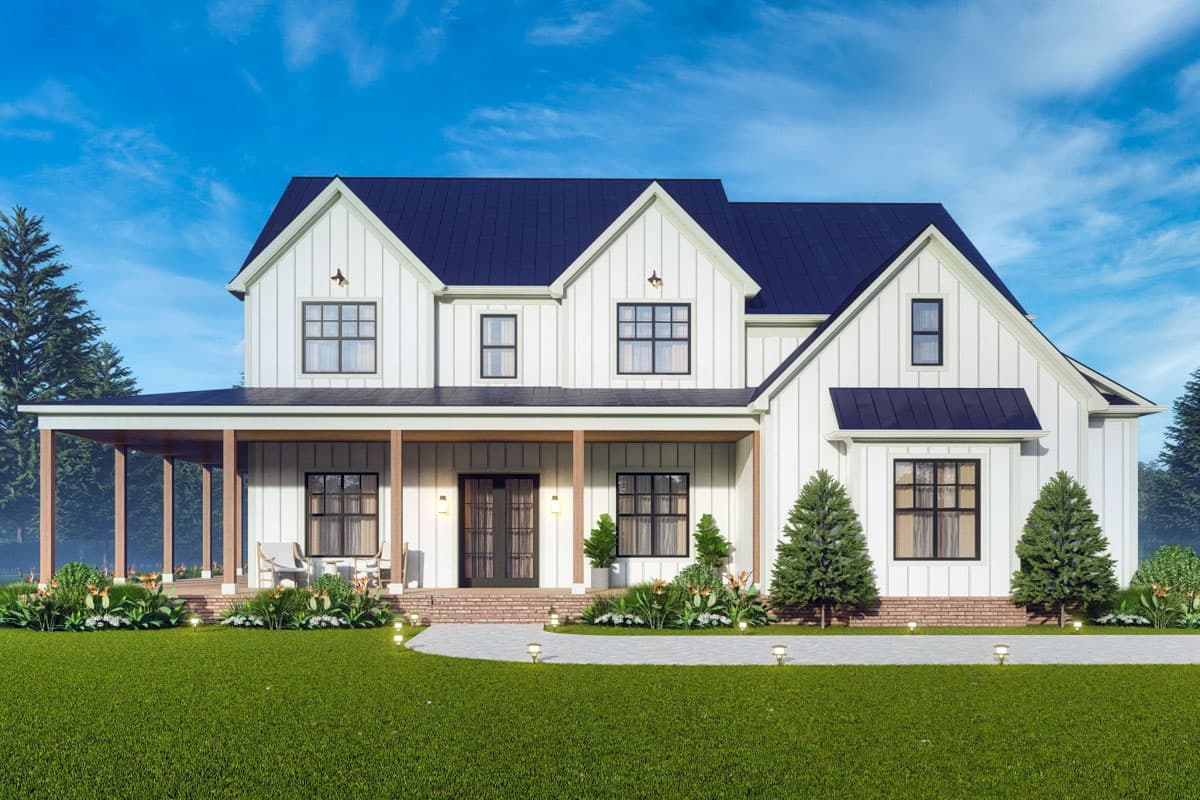 Plan 25829GE: 4-Bed Modern Farmhouse Plan with Two-Story Great Room - 3694 Sq Ft - Image #4 - Country, Farmhouse, Modern Farmhouse, New American