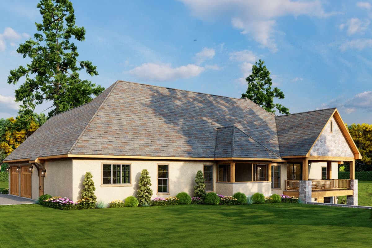 Plan 70891MK: 3-Bed Rustic House Plans with Coffered Great Room and Screened Porch - 3243 Sq Ft - Image #7 - Mountain, New American, Ranch, Rustic