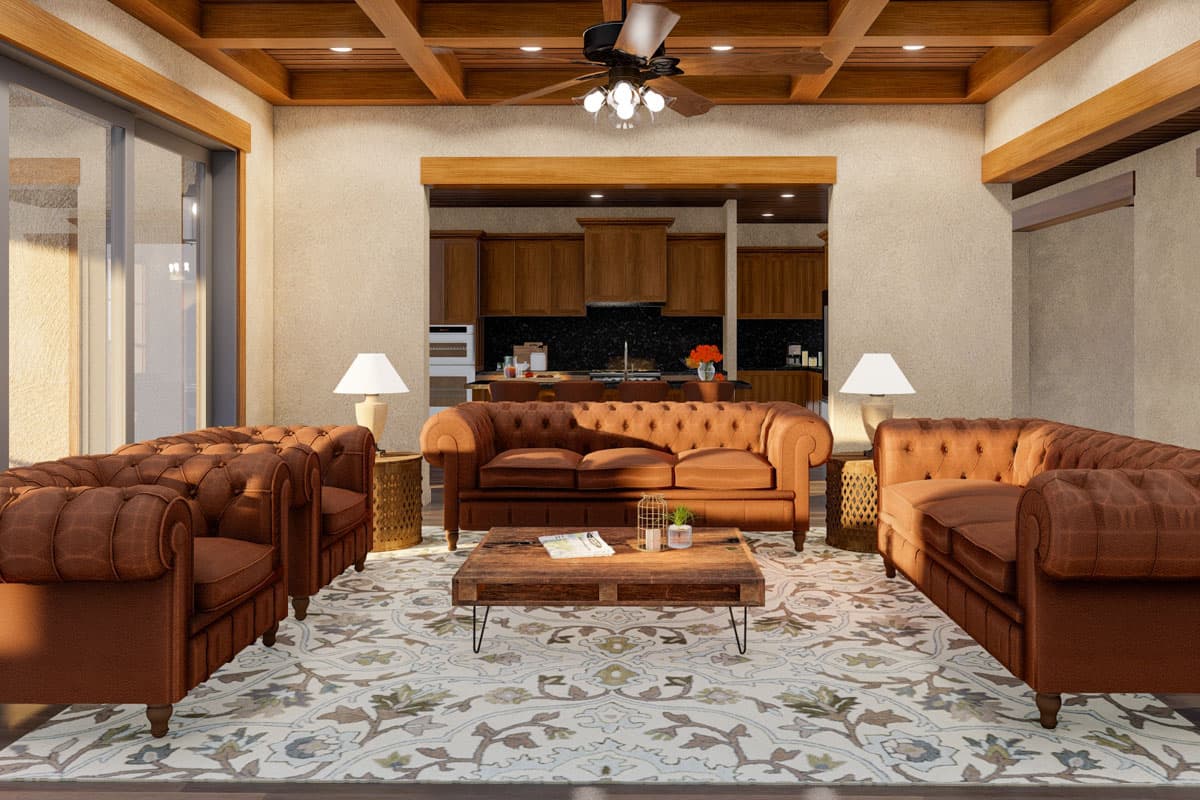 Plan 70891MK: 3-Bed Rustic House Plans with Coffered Great Room and Screened Porch - 3243 Sq Ft - Image #13 - Mountain, New American, Ranch, Rustic
