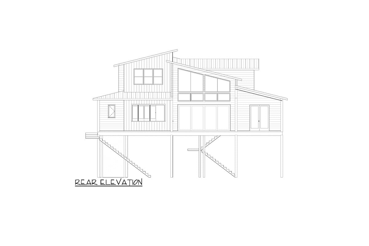 Plan 264212KMD: 4-Bed Modern House Plan with Raised Foundation - 2839 Sq Ft - Image #59 - Beach, Coastal, Contemporary, Mid Century Modern, Modern