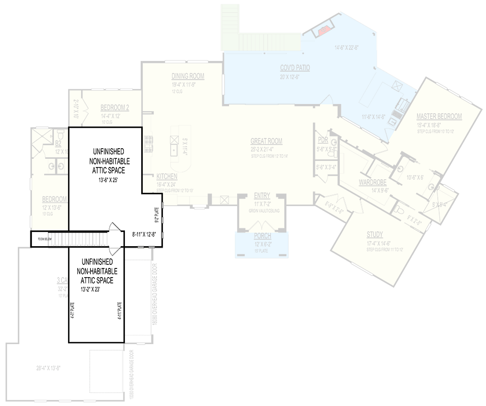 Plan 264213KMD: 3-Bed Southwest House Plan with Outdoor Living Space - 3545 Sq Ft - Floor Plan - 2nd Floor - Contemporary, Ranch, Southwest