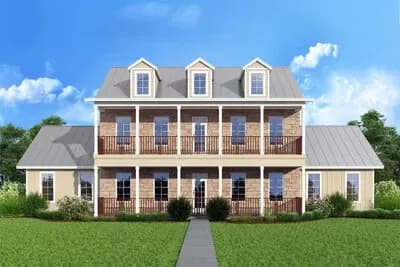 4-Bed Colonial House Plan with Stacked Front Porches - 3731 Sq Ft
