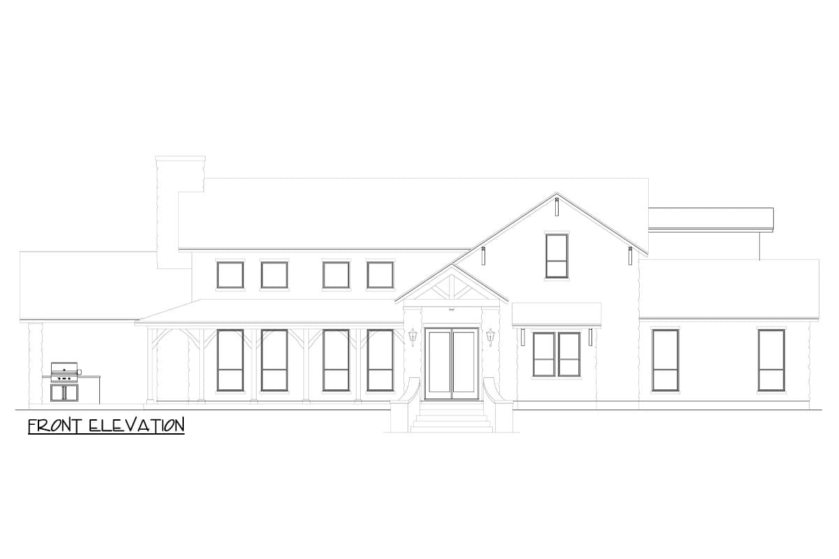 Plan 264222KMD: Two-Story Hill Country House Plan with Outdoor Kitchen and Fireplace - 3777  Sq Ft - Image #5 - Country, Hill Country, Rustic