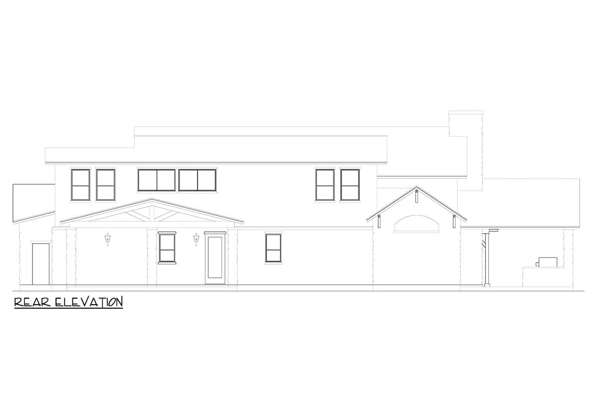 Plan 264222KMD: Two-Story Hill Country House Plan with Outdoor Kitchen and Fireplace - 3777  Sq Ft - Image #7 - Country, Hill Country, Rustic