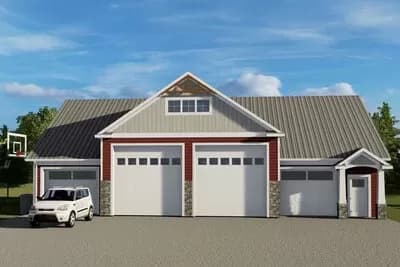 Multi-Purpose Detached Garage Plan for Cars, Trucks and Motorcyles Plus Lounge Space