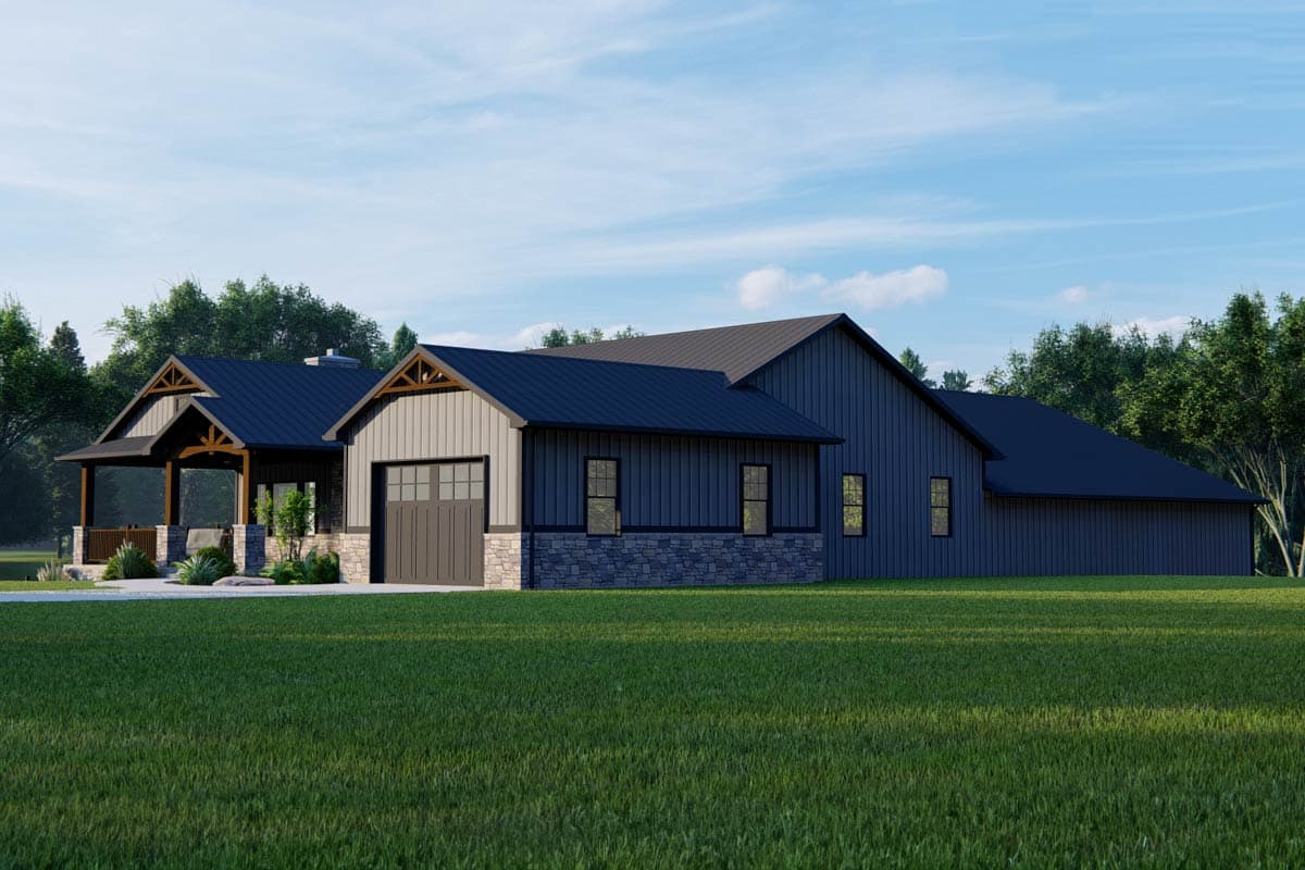 Plan 135271GRA: 3 or 4 Bed Traditional House Plan with Oversized Garage - 2065 Sq Ft - Image #5 - Barndominium, Country, Craftsman, Traditional